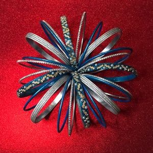 Set of Blue and Silver Indian Bracelets